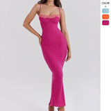 Women's dress: european and american cross-border fashion - lace trim bandeau maxi dress, spicy girl style, fashionable camisole, vacation-inspired dress for women