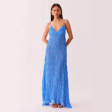 Women's dress - amazon v-neck sexy backless tie-up solid color slip dress, patchwork slim fit elegant slimming long dress