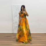Women's dress - cross-border ins style vacation casual party dress - european and american spring/summer mesh print cami dress