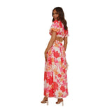 Women's dress - cross-border fashion, european & american export, independent website, spring/summer fresh & elegant floral print, maxi swing dress with open back design