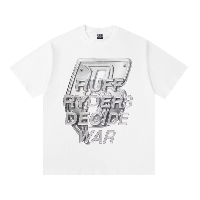 saint m t shirts  s.m metallic letter graphic crew neck short sleeve tee