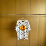 Drew house t shirt spring and summer d@ew spotted smiley face pattern round neck pullover short sleeves