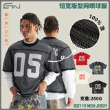 Summer trendy brand sports mesh jersey print t-shirt short sleeve men's boxy oversized youth men's outerwear t-shirt