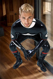 Man Latex Catsuits Smart Biker Shoulder Zipper