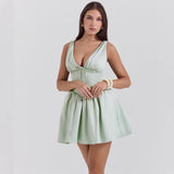 Women's french deep v-neck short princess dress - european & american style sexy bodycon mini dress - house collection