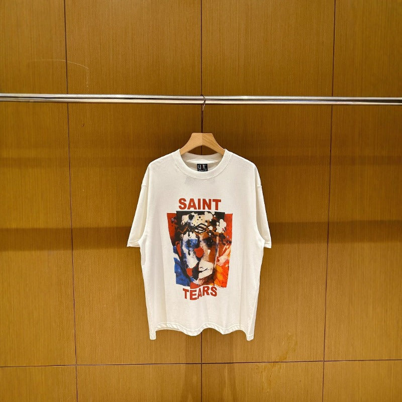 saint m t shirts  s.m clown print crew neck pullover short sleeve top - wholesale