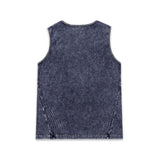 Etai men's clothing solid color retro slim-fit heavyweight tank top with washed and distressed patchwork ribbed detail