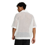 Etai men's relaxed fit turn-down collar short sleeve textured knit polo shirt - trendy brand, high-quality summer boxy tee