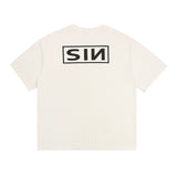 saint m t shirts  s.m letter print crew neck pullover short sleeve top - wholesale