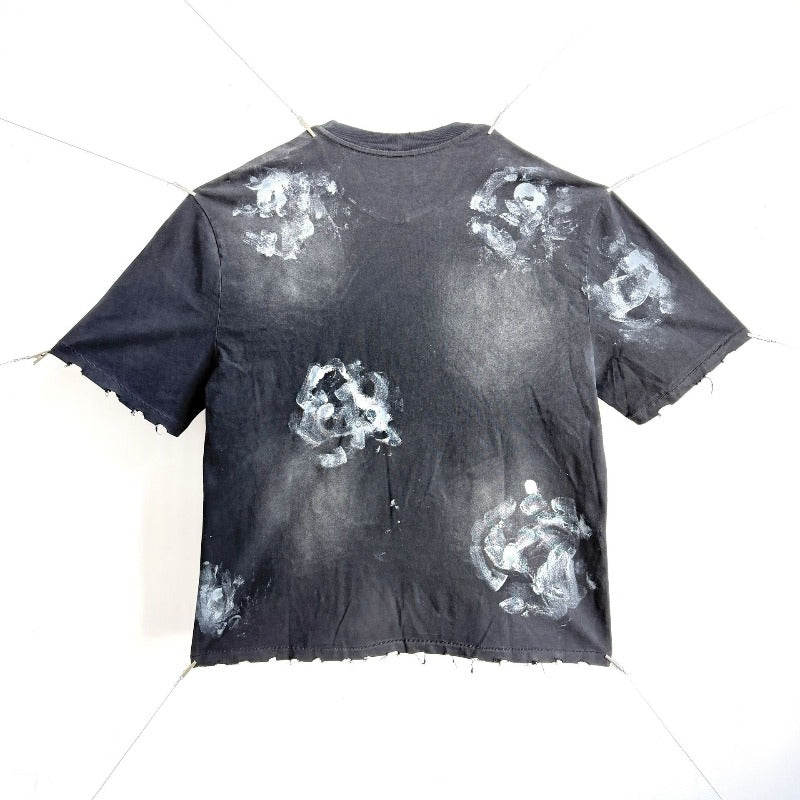 saint m t shirts  s.m street style hand-painted graffiti crew neck pullover short sleeve t-shirt - wholesale