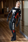 Man Latex Catsuits Smart Biker Shoulder Zipper