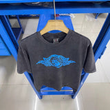 saint m t shirts  s.m. distressed angel graphic crew neck pullover short sleeve top - wholesale