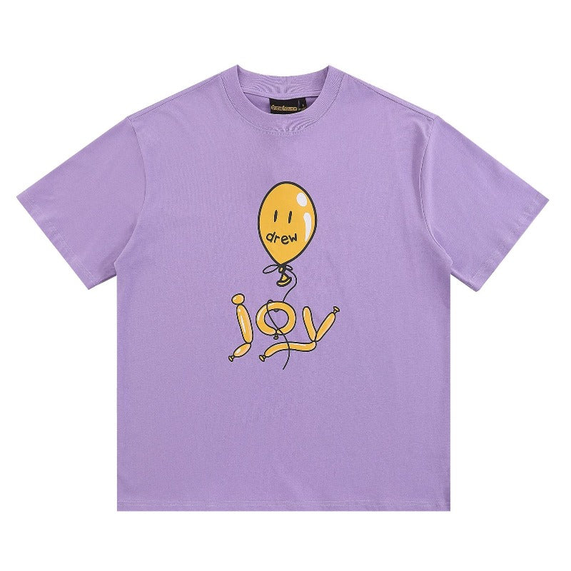 Drew house t shirt spring and summer d@ew smiley balloon pattern round neck pullover short sleeves