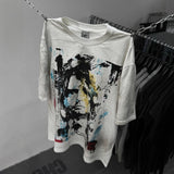 saint m t shirts  s.m ink wash painting graphic crew neck pullover short sleeve t-shirt - wholesale