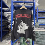 Saint m hoodie - autumn/winter s.m distressed letter graphic crewneck pullover long sleeve - wholesale