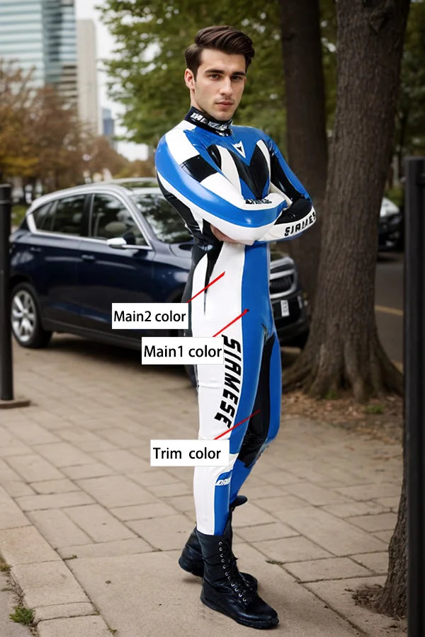 Man Latex Catsuits Classic Biker Moto Version 21