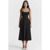 Women's dress: amazon bestseller - summer chic, elegant, high-end, spaghetti strap, soft & feminine style - french-inspired dress for women