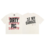 saint m t shirts  s.m letter print crew neck pullover short sleeve top - wholesale
