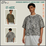Street casuallooseshortleopard printprinting short-sleeved t-shirtmensummermen's round neck trendy brand t-shirt