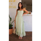 Women's a-line dress - spring/summer collection for cross-border e-commerce: european & american style, casual vacation look with lace trim, high-waisted spaghetti strap dress