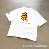 saint m t shirts  s.m daisy smiley face graphic crew neck short sleeve tee