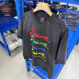 saint m t shirts  s.m colorful letter graphic crew neck pullover short sleeve top - wholesale