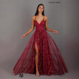 Women's dress - european & american cross-border fashion - amazon long sleeveless bandeau dress with gold accents, sexy spaghetti straps, and flowy skirt
