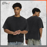 Etai men's clothing high-quality pure cotton distressed boxy short-sleeve men's t-shirt - vintage streetwear ripped tee