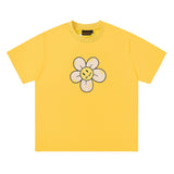 Drew house t-shirt - spring/summer d@ew floral letter crew neck pullover short sleeve