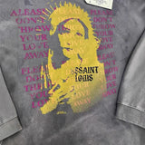 Saint m hoodie autumn and winter s.m heavy industry saint distressed washed round neck sweatshirt one piece wholesale