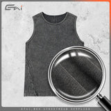 Etai men's clothing solid color retro slim-fit heavyweight tank top with washed and distressed patchwork ribbed detail