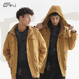 Etai men's clothing autumn/winter cross-border men's fleece-lined outerwear premium streetwear hooded casual jacket