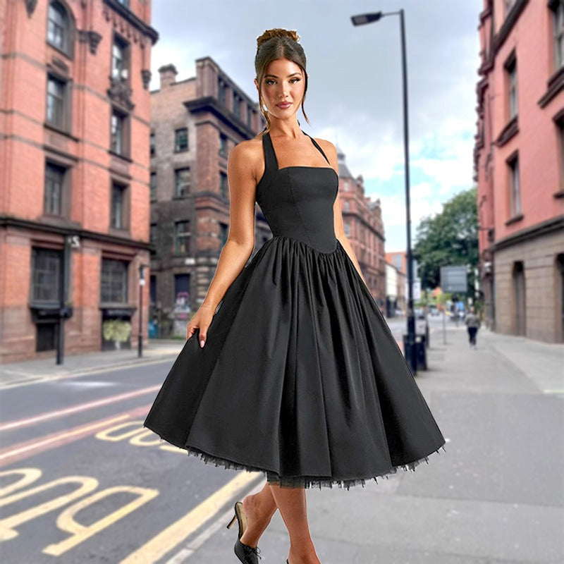 Women's dress - european & american style sexy lingerie - cross-border amazon - sleeveless off-shoulder tie-up cami - slim fit pleated skirt
