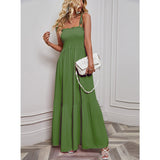 Women's dress - original photography, european & american style, spring/summer sexy strappy bandeau vacation beach maxi dress with flowy skirt
