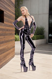 Women Latex Catsuits Provocative Deep V neck