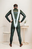 Men Latex Catsuits Vee Neck Entry Zipperless