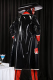 Men Red Latex Jacket Black Captain Hook Pirate Costume