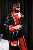 Men Red Latex Jacket Black Captain Hook Pirate Costume