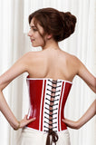 Women Latex Corsets Red White Jagged Edge