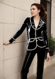 Women Latex Jackets Black Business Suit