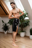 Men Latex Skirt Knee length Buckles Rivets
