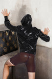 Man Latex Jacket 'Britannia' Cross Hoodie