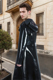 Men Latex coats Loose-fitting Hooded Double-Breasted