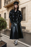 Men Latex coats Loose-fitting Hooded Double-Breasted