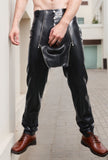 Men Black Latex Pants Sailor-Front