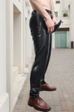 Men Black Latex Pants Sailor-Front