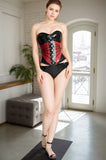Women Latex Corset Black Spiderweb Strapless