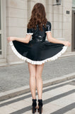 Black Latex Mini Dress with Glossy Finish