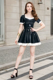 Black Latex Mini Dress with Glossy Finish