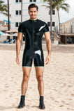 Men Latex Bodysuits Striped zip Sports Black